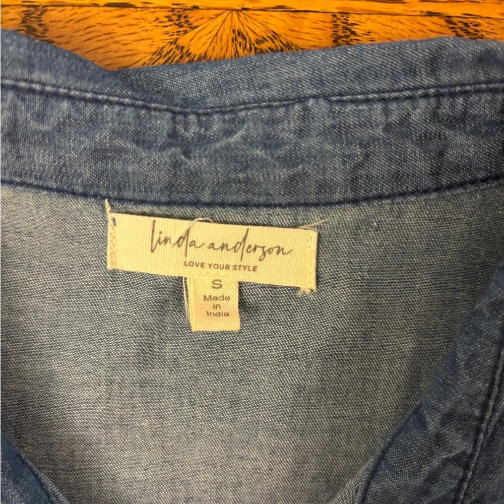 Linda Anderson Denim Blue Long Sleeve Dress - Picture 3 of 8